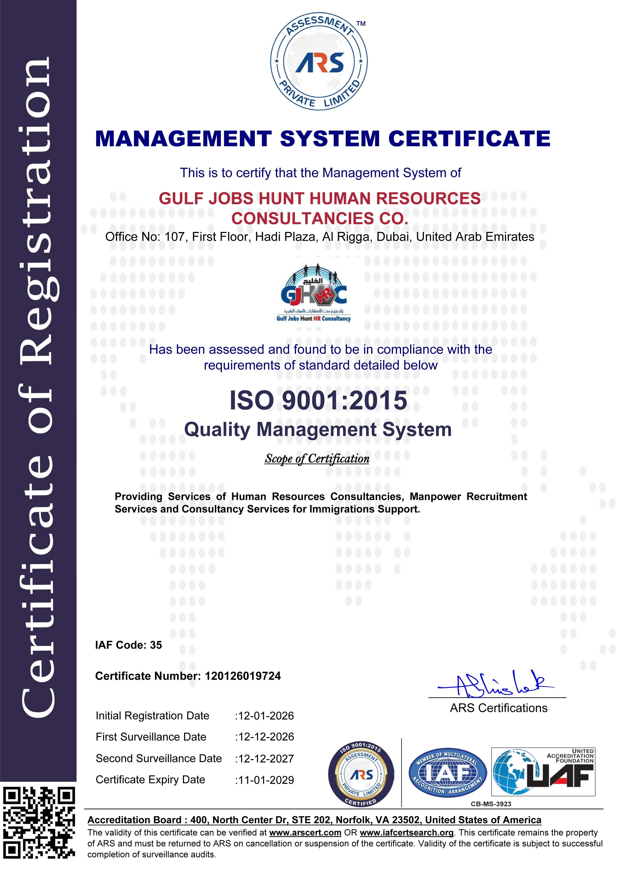ISO 9001:2015 Certificate